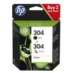 HP 304 2-Pack Black/Tri-color Ink Crt.