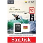 SanDisk Extreme microSDXC 64GB for Action Cams and Drones + SD Adapter 170MB/s & 80MB/s A2 C10 V30 UHS-I U3