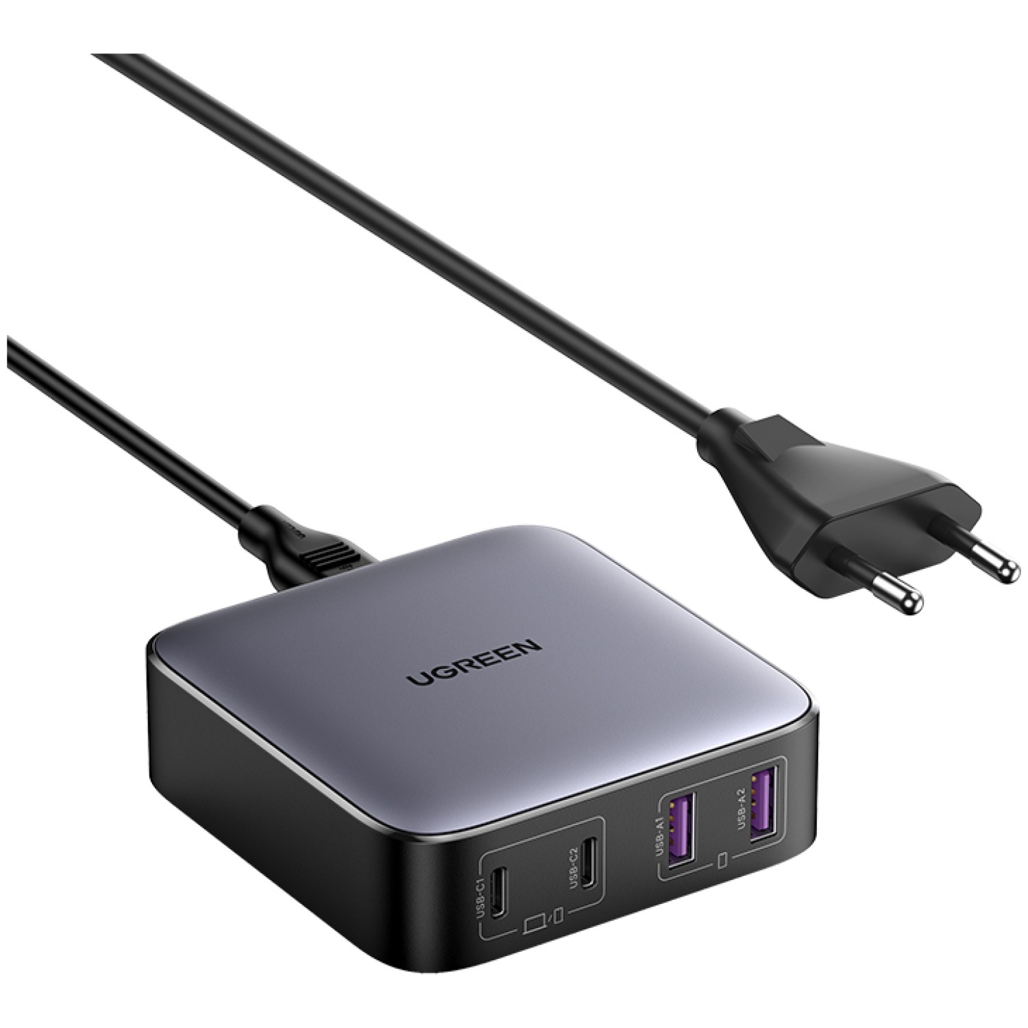 Hišni polnilec 100-240V => 2x USB-A 2x USB-C 65W za mobilni telefon ali tablični računalnik GaN PD3 + QC4 Ugreen Nexode (90747)