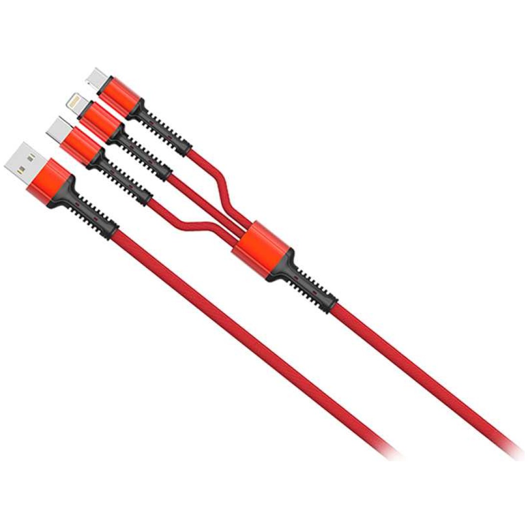 MOYE CONNECT 3 IN 1 USB kabel dolžine 1 meter rdeče barve