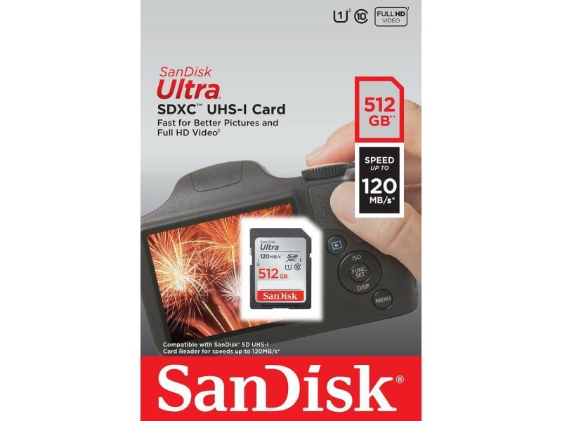 Spominska kartica SDXC 512GB Sandisk Ultra 150MB/s/U1 UHS-I (SDSDUNC-512G-GN6IN)
