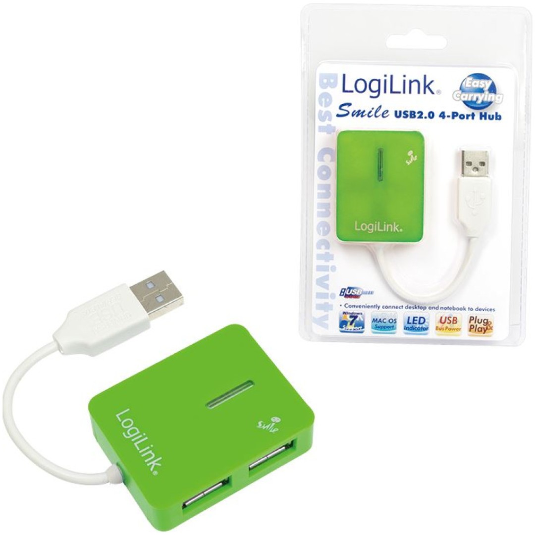 HUB USB 2.0 4portni LogiLink SMILE zelen EOLS-P