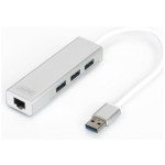 HUB USB 3.0 3portni Digitus z 100/1000 Ethernet mrežnim priključkom