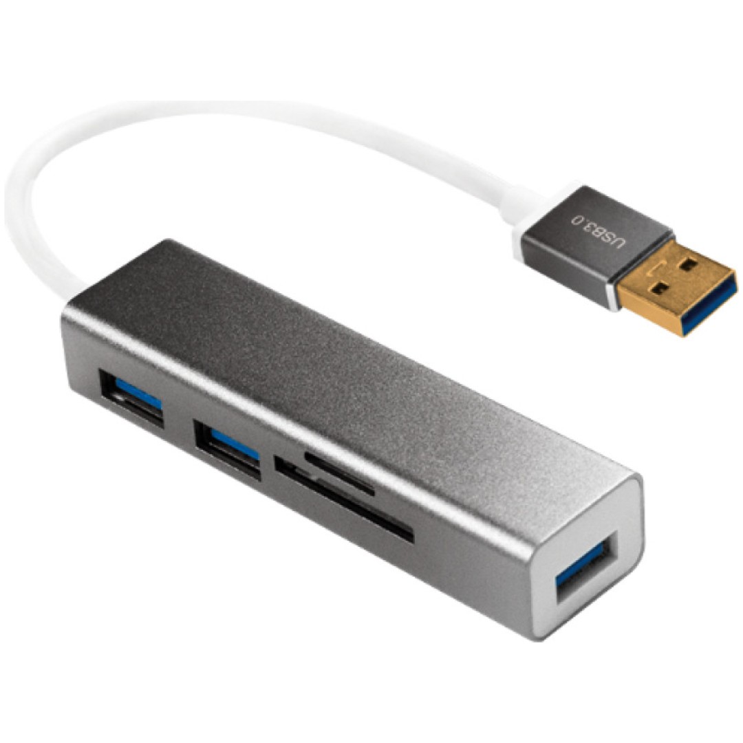 HUB USB 3.0 3portni LogiLink s čitalcem kartic SD (UA0306)