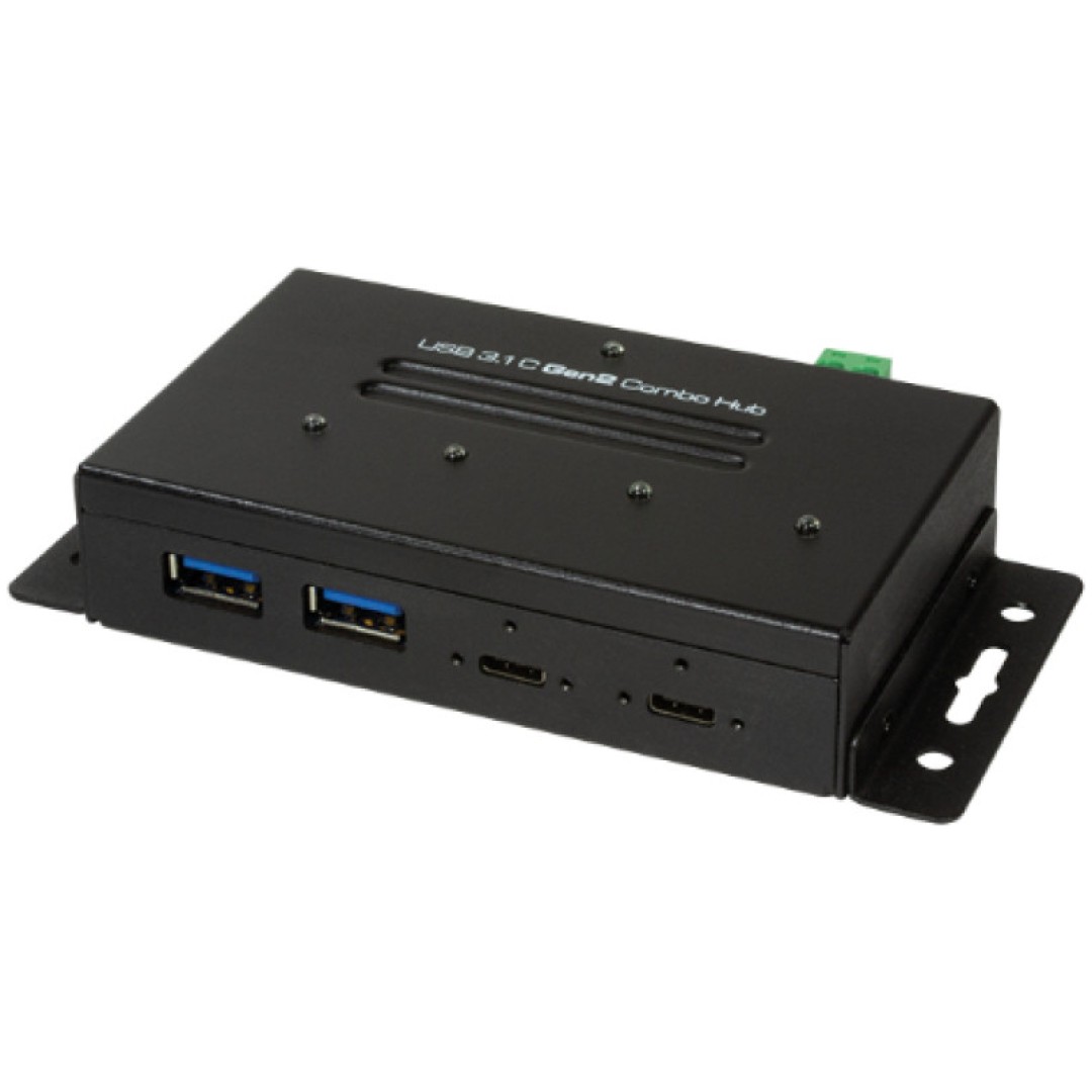 HUB USB-C => 4x USB3.1 industrijski LogiLink+ napajalnik črn (UA0316)