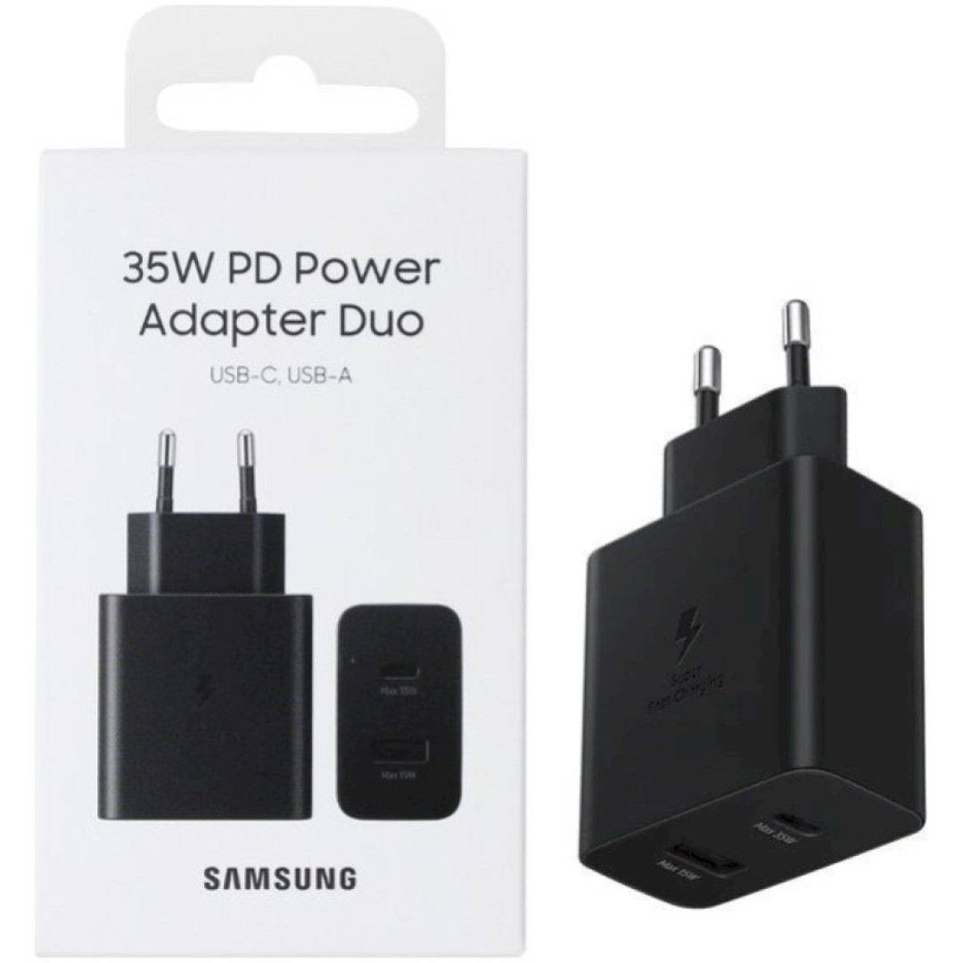 Hišni polnilec Samsung 35W EP-TA220 100-240V => 1x USB-A (ž) 1x USB-C črn (EP-TA220NBEGEU)