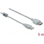 Kabel USB-A => USB-A 2.0 Podaljšek 5m Delock transparent dvojno oklopljen (83885)