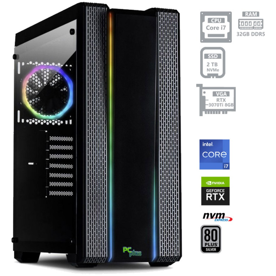 PCPLUS Dream machine i7-12700KF 32GB NVME SSD 2TB GeForce RTX 3070 TI 8GB vodno hlajenje