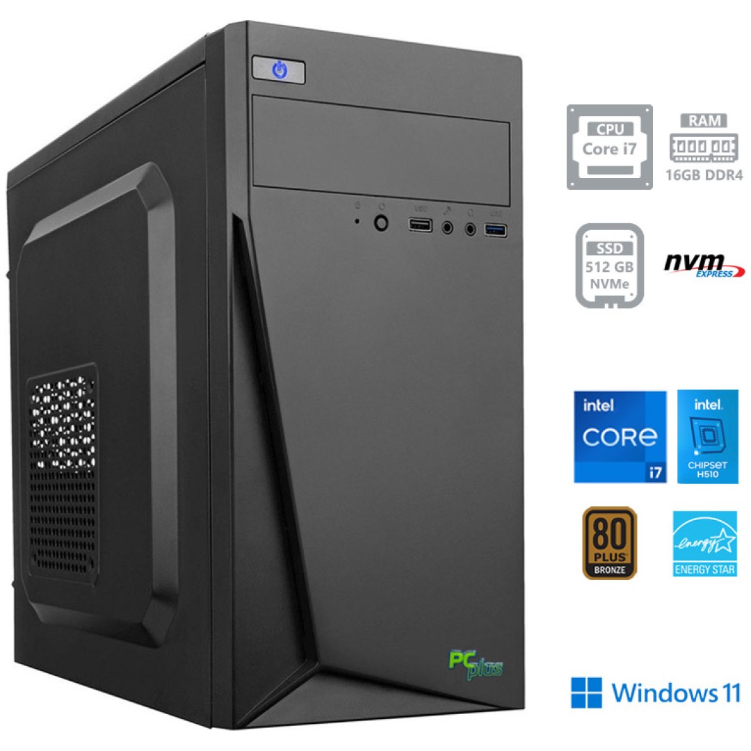 PCPLUS e-office i7-11700 16GB 512GB NVMe SSD Windows 11 Home namizni računalnik