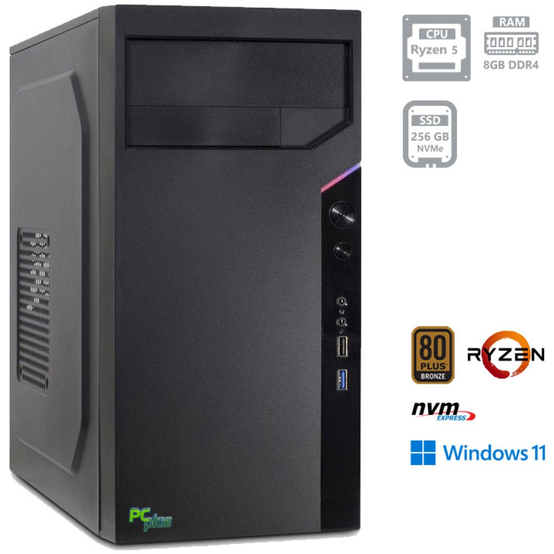 PCPLUS i-net Ryzen 5 PRO 4650G 8GB 256GB NVMe SSD Windows 11 Home namizni računalnik