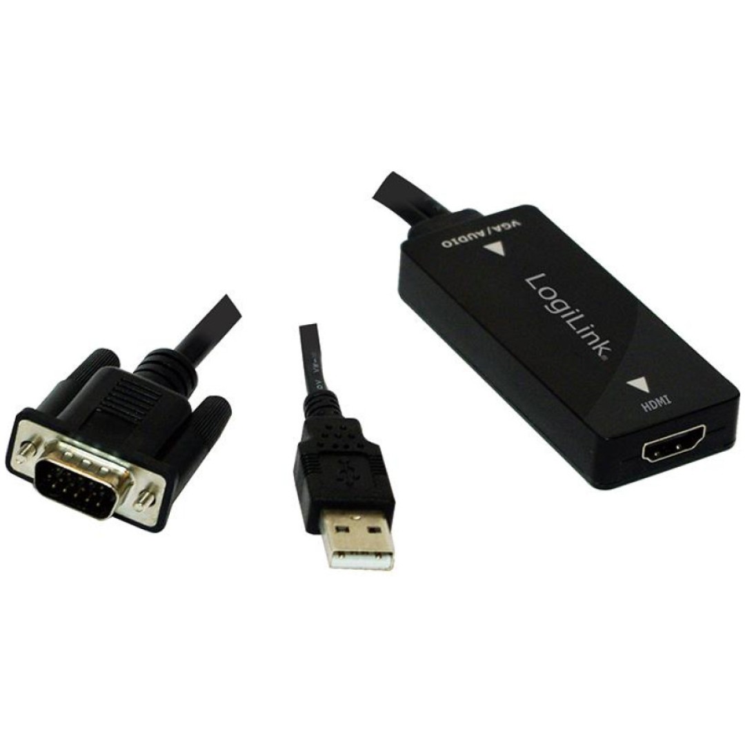 Pretvornik VGA (m) => HDMI (ž) Video ter USB avdio pretvornik Logilink (CV0060)