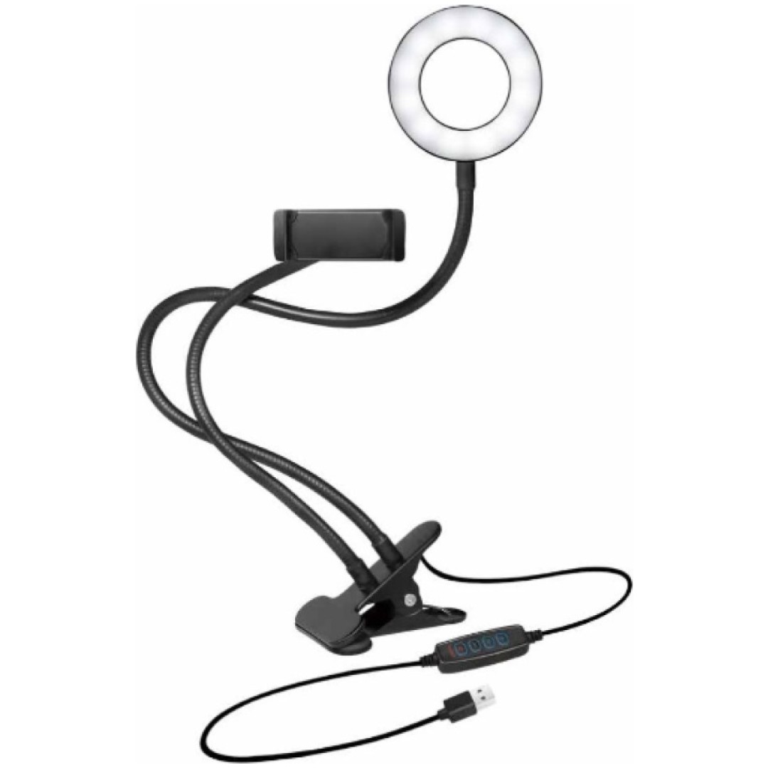 Selfie LED svetlobni obroč Logilink za pametni telefon z nosilcem/sponko (AA0150)