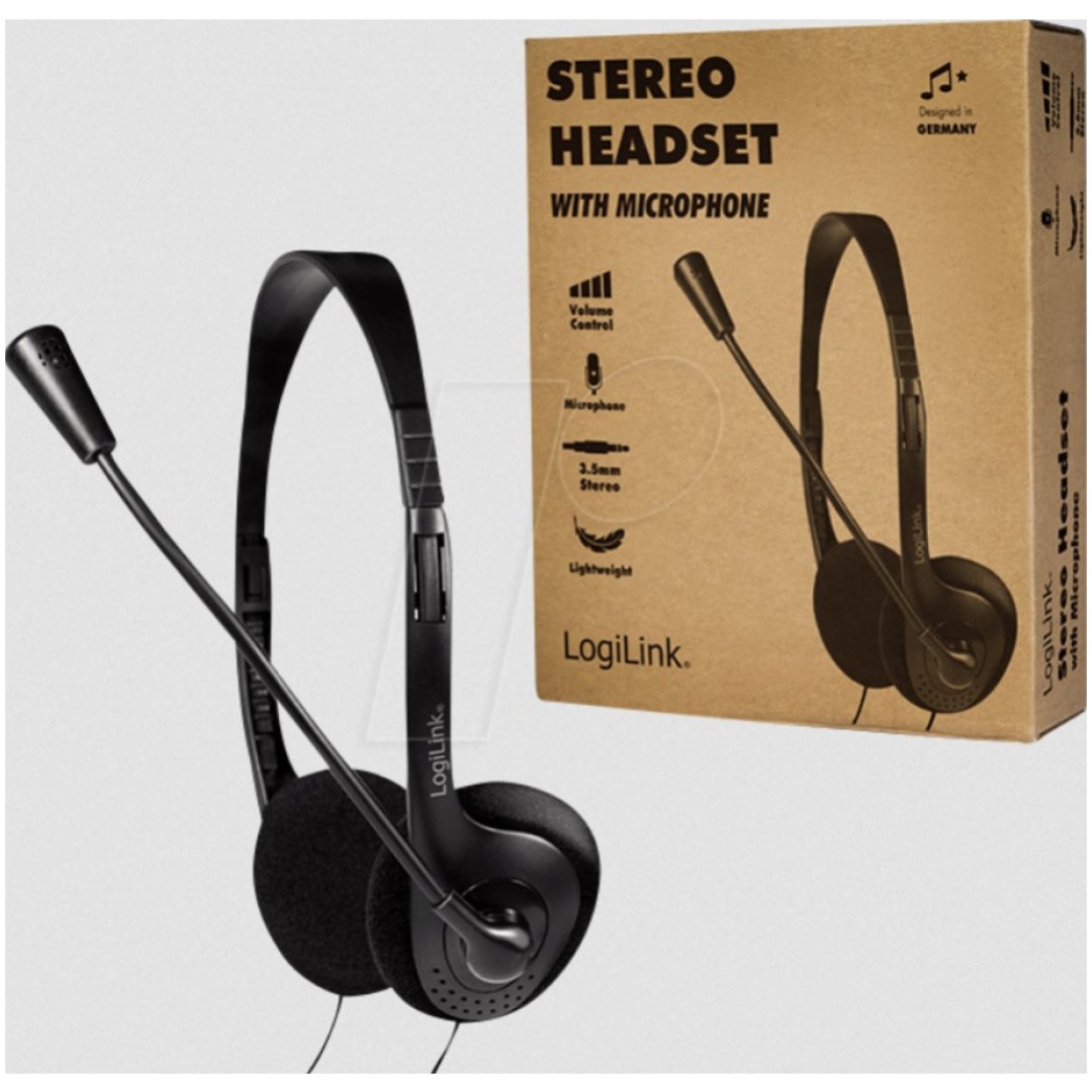Slušalke LogiLink 3.5 z mikrofonom in nadzorom glasnosti dvojni jack priklop (HS0052)