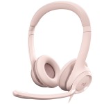 Slušalke žične Logitech naglavne z mikrofonom USB H390 roza (981-001281)