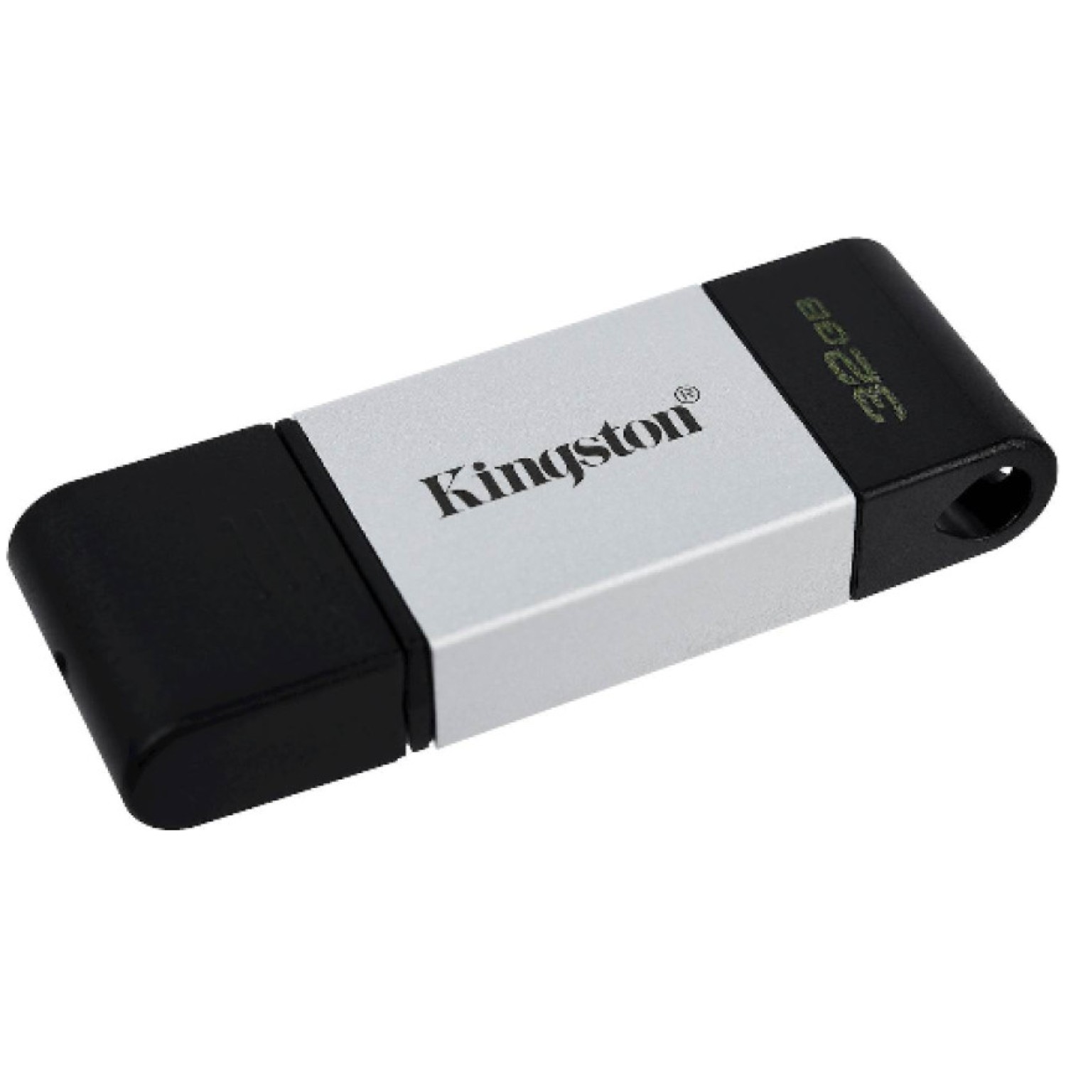 Spominski ključek 64GB USB 3.1/USB-C Kingston DT80 200MB/s 60MB/s plastičen s pokrovčkom srebrno-črn (DT80/64GB)