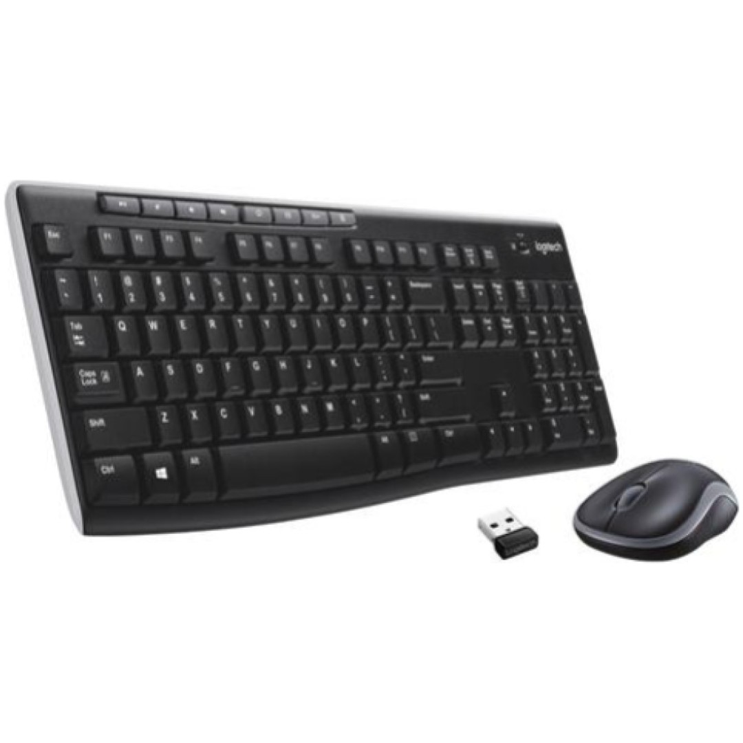 Tipkovnica in miš Logitech brezžična desktop MK270 US international veliki Enter (920-004509)
