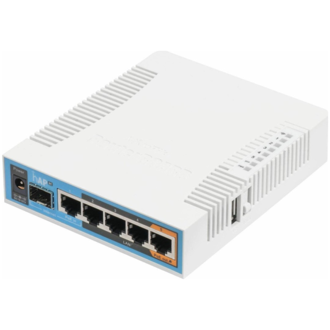 Usmerjevalnik brezžični Mikrotik hAP ac WiFi5 802.11ac AC1750 1300Mbit/s dualband 1xSFP 5xLAN 2x notranja antena (RB962UiGS-5HacT2HnT)