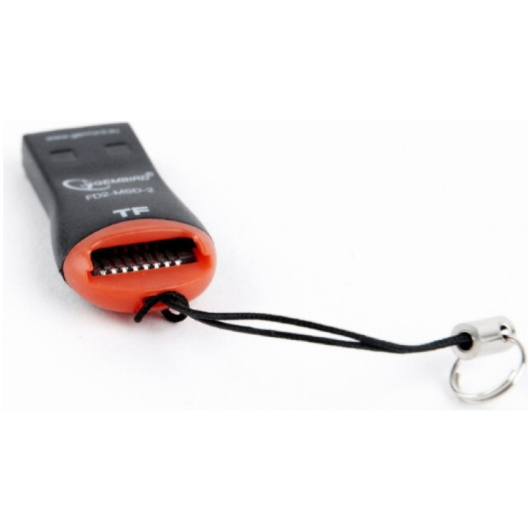 Zunanji čitalec kartic Gembird USB 2.0 za microSD rdeče-črn (FD2-MSD-3)