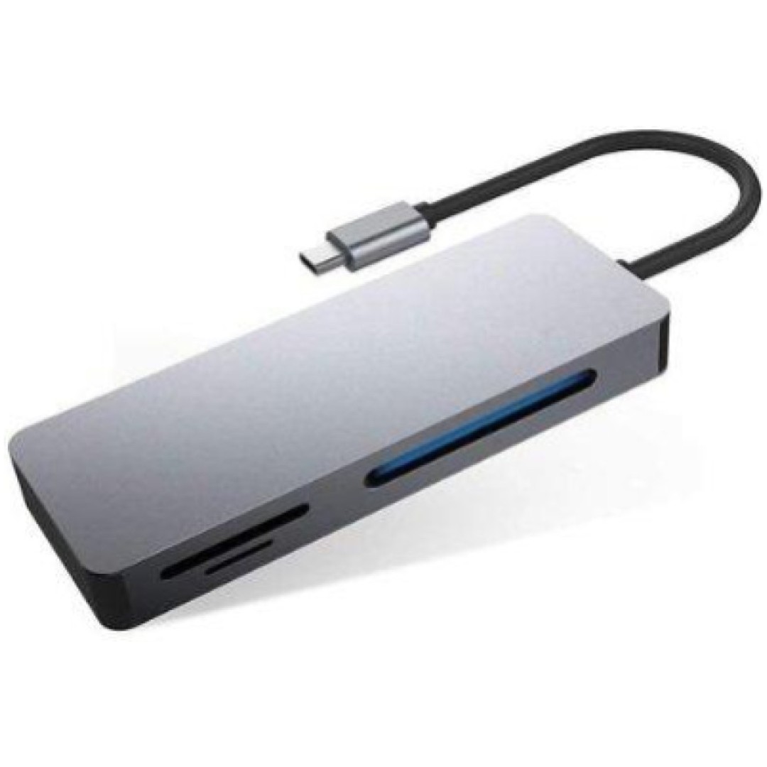 Zunanji čitalec kartic Platinet USB-C za CF MS SD microSD siv (PMMA7056)