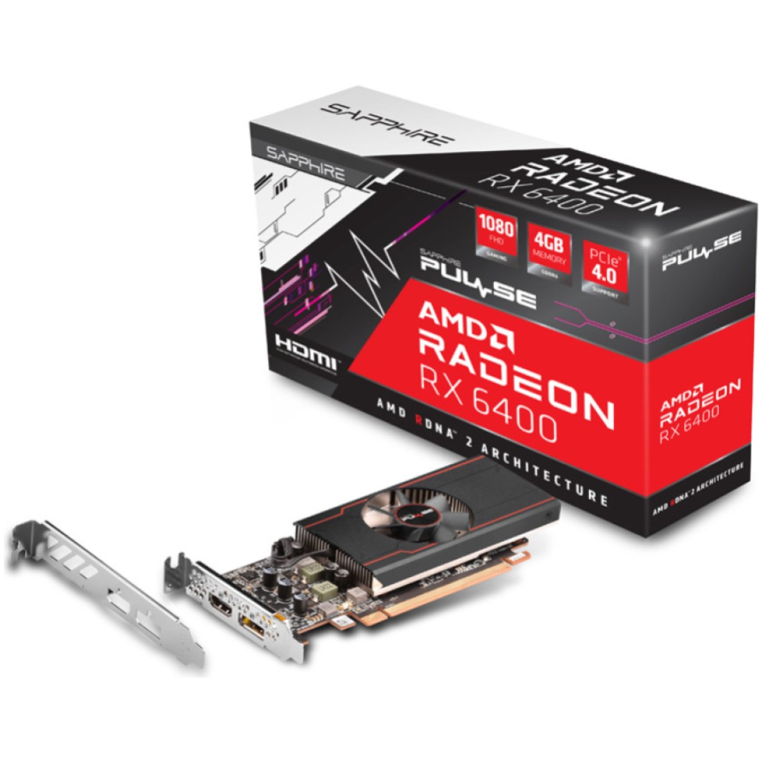 Grafična kartica AMD RX 6400 Sapphire Gaming Pulse - 4GB GDDR6 | 1xDisplayport 1.4a 1xHDMI 2.1a - low profile (11315-01-20G)