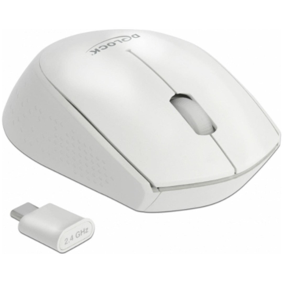 Miš  Delock Brezžična USB-C sprejemnik optična bela