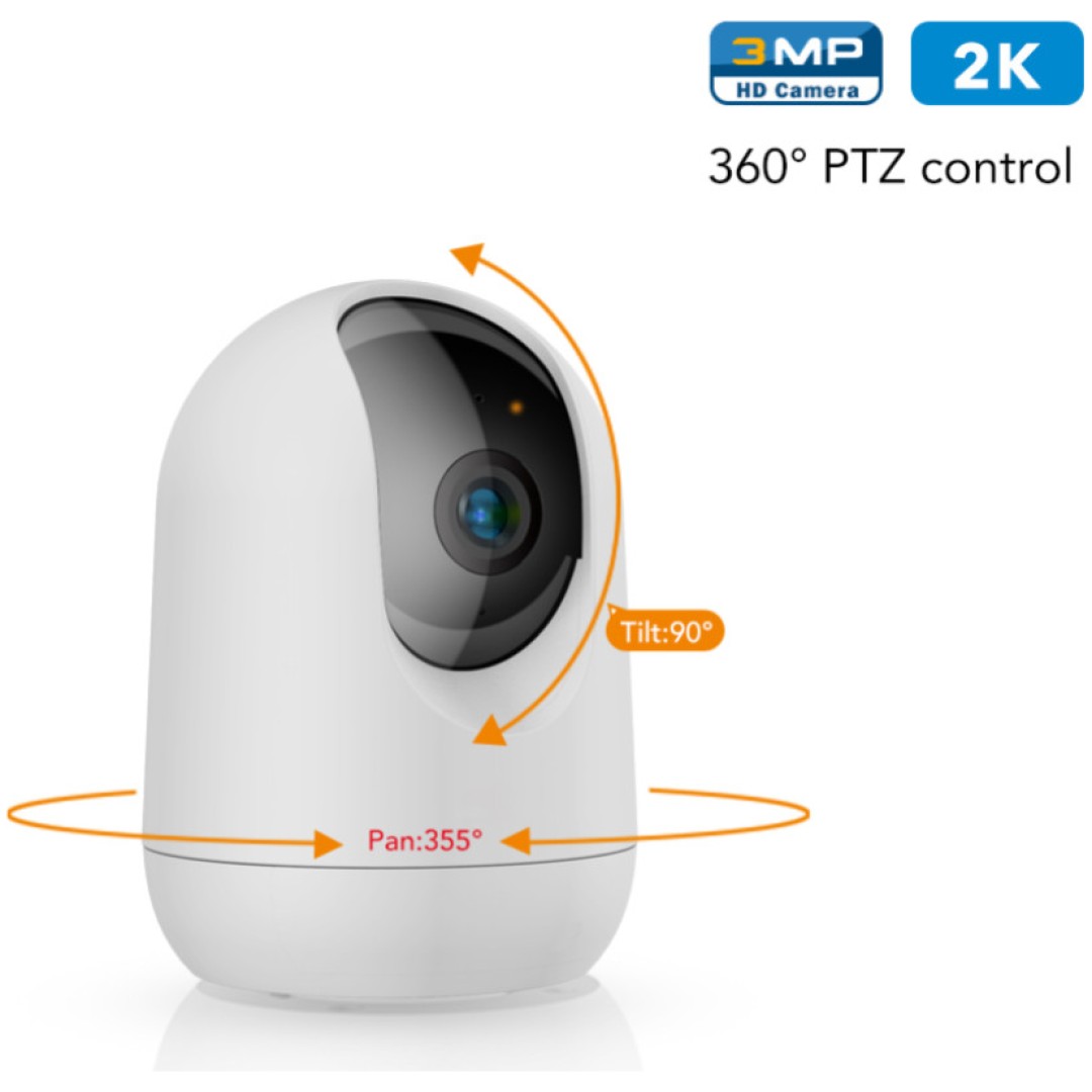 Notranja nadzorna kamera Robaxo 1080p WiFi napajalnik 360° samostoječa dvosmerna komunikacija (RC321)