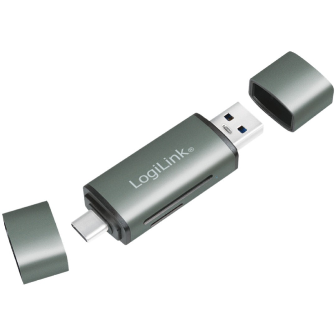 Zunanji čitalec kartic LogiLink USB 3.2 Gen1 za SD microSD srebrn (CR0043)