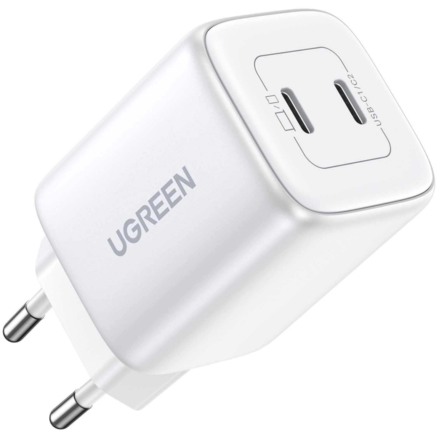 Hišni polnilec 100-240V => 2x USB-C 45W GaN II PD 3.0 Nexode Charger Ugreen CD294 bel (15327)