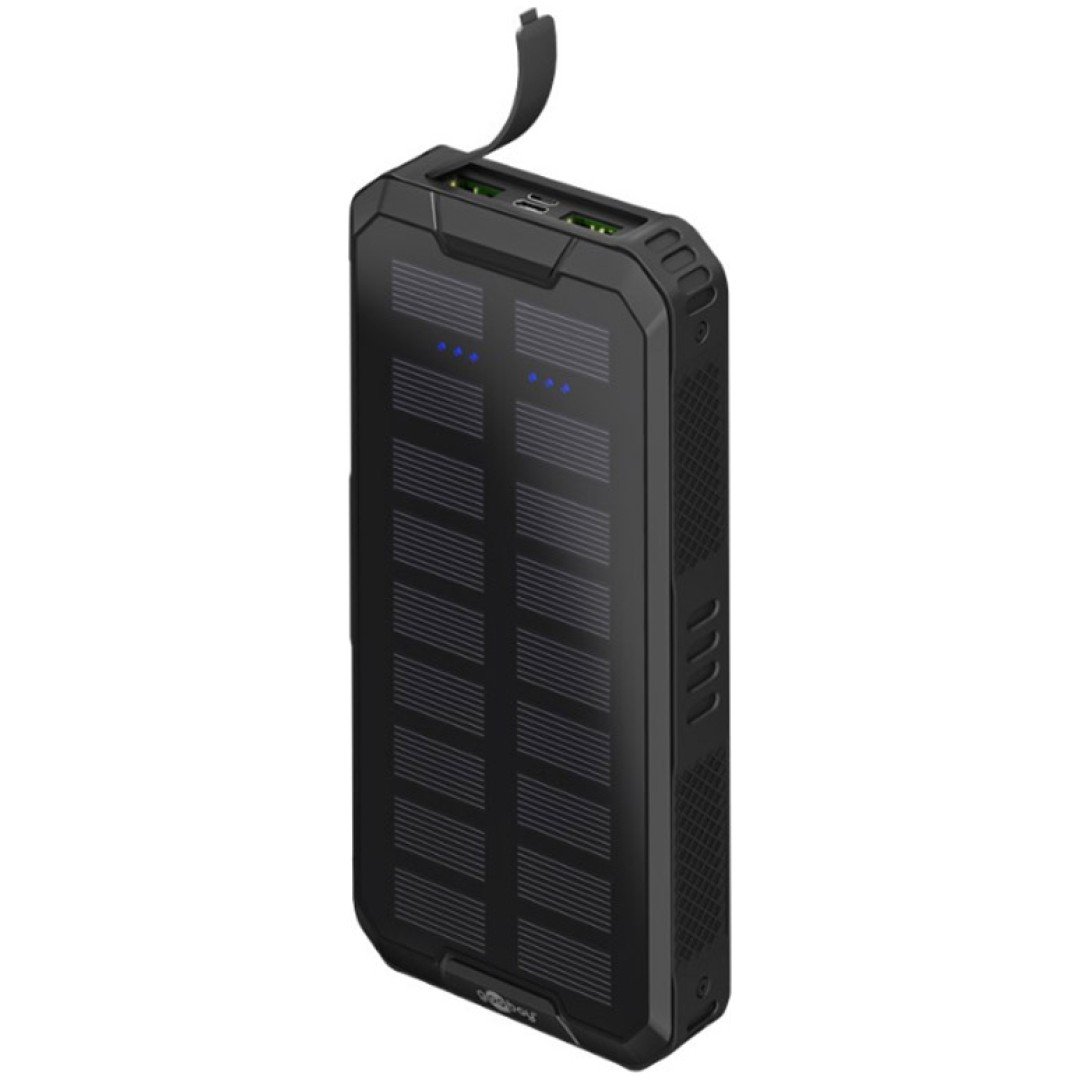 GOOBAY PowerBank 20.000 mAh USB-C Quick-Charge 3.0 sončne celice črna zunanja prenosna baterija