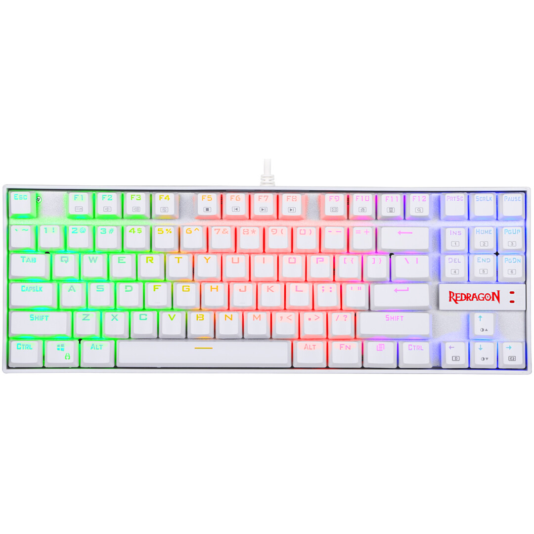 REDRAGON K552 KUMARA RGB GAMING MEHANSKA ŽIČNA TIPKOVNICA BELA - RDEČA STIKALA