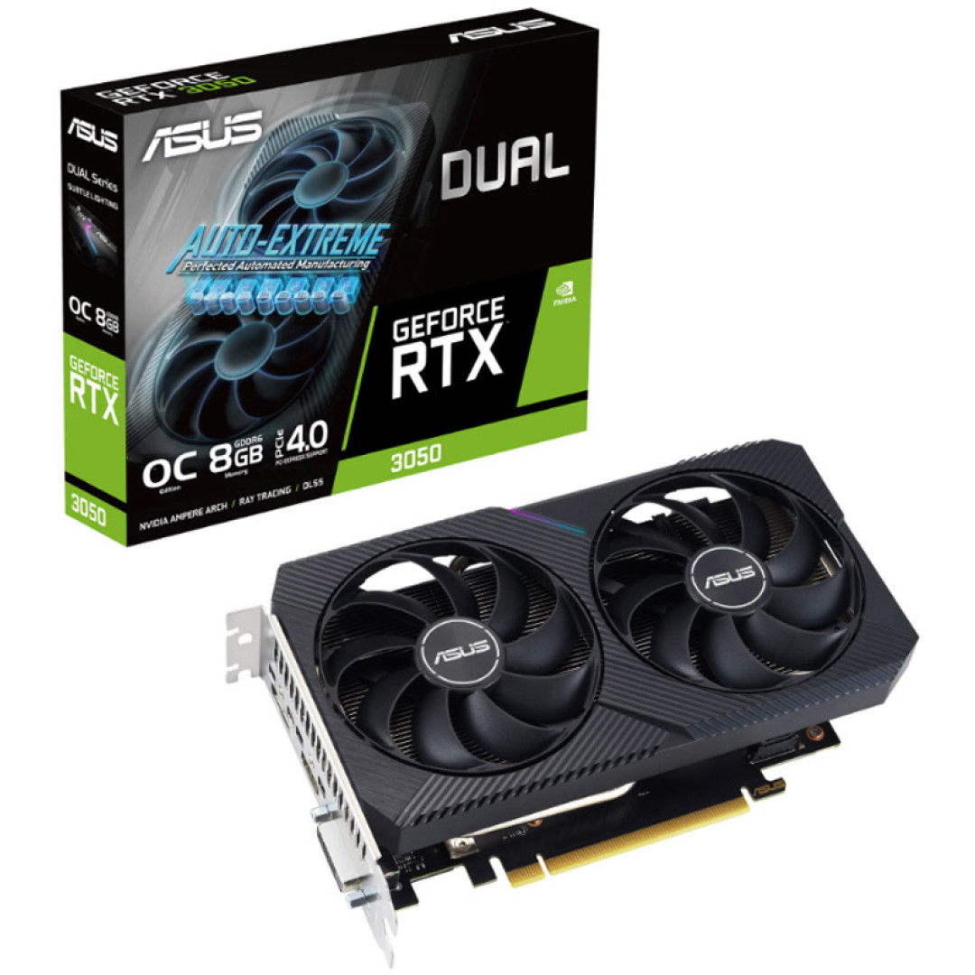 ASUS Dual GeForce RTX 3050 V2 OC 8GB GDDR6 (90YV0GH6-M0NA00) grafična kartica