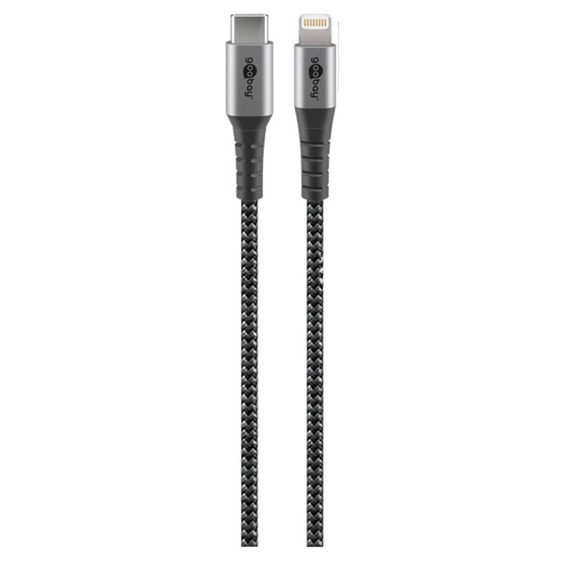GOOBAY USB-C na Apple (Lightning) 1m 60W črni napajalni in sync MFi kabel
