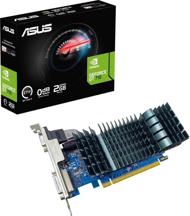 Grafična kartica nVidia GT710 Asus EVO - 2GB DDR3 | 1xDVI 1xHDMI 1.4b 1xVGA (90YV0I70-M0NA00)