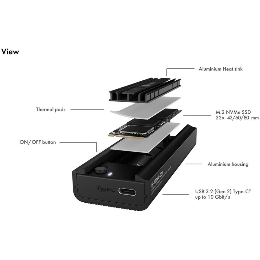 Icybox IB-180MC-C31 docking postaja za M.2 SSD-je USB 3.2 s priklopom USB-C ali USB-A