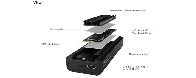 Icybox docking postaja za M.2 SSD-je USB 3.2 s priklopom USB-C ali USB-A