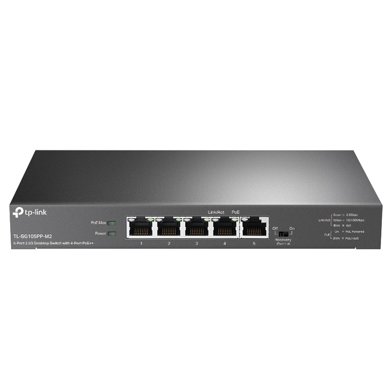 TP-LINK TL-SG105PP 5-Port 2.5G Switch 4-Port PoE++ mrežno stikalo-switch