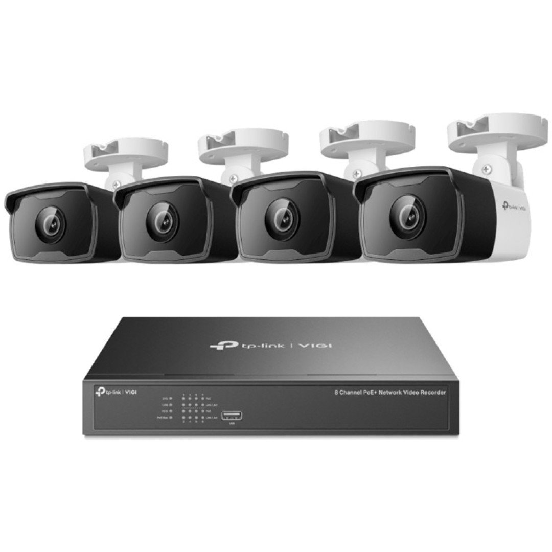TP-LINK Vigi NK8P-B434I 3MP (4.0mm) IR IP67 4x bela zunanja nadzorna kamera + video snemalnik