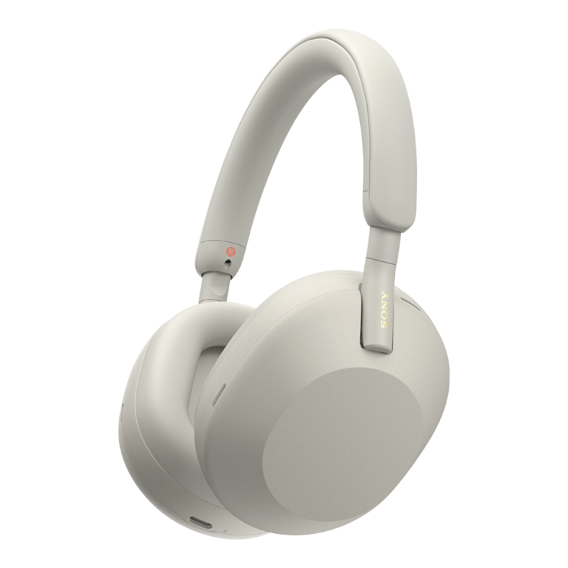 Slušalke brezžične naglavne Bluetooth stereo SONY WH-1000XM5 z mikrofonom - srebrne