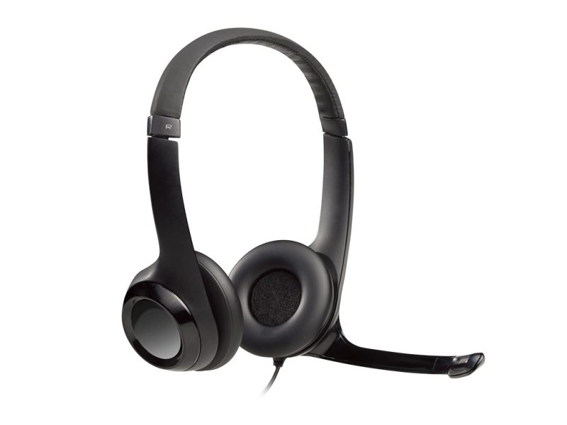 Slušalke žične Logitech naglavne z mikrofonom USB H390 črne (981-000406)