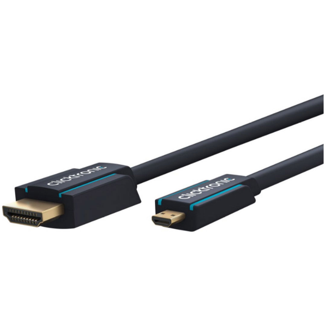 CLICKTRONIC HDMI na Micro HDMI HIGH SPEED z mrežno povezavo pozlačen 2 m kabel