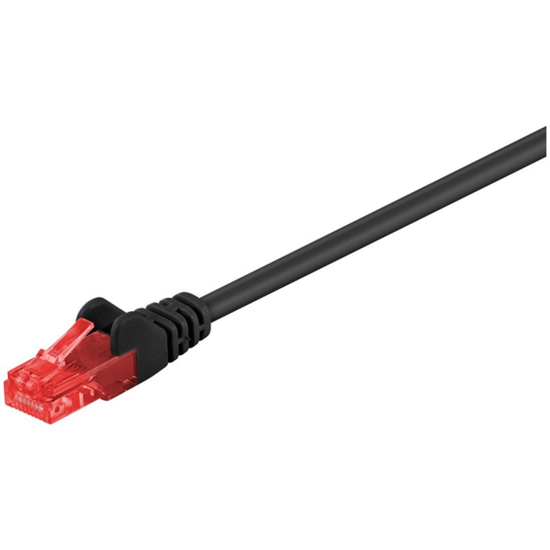 GOOBAY CAT6 U/UTP 10m črn/rdeč mrežni priključni patch kabel