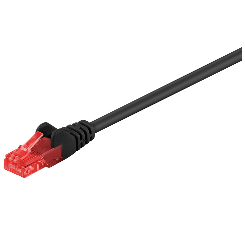 GOOBAY CAT6 U/UTP 1m črn/rdeč mrežni priključni patch kabel