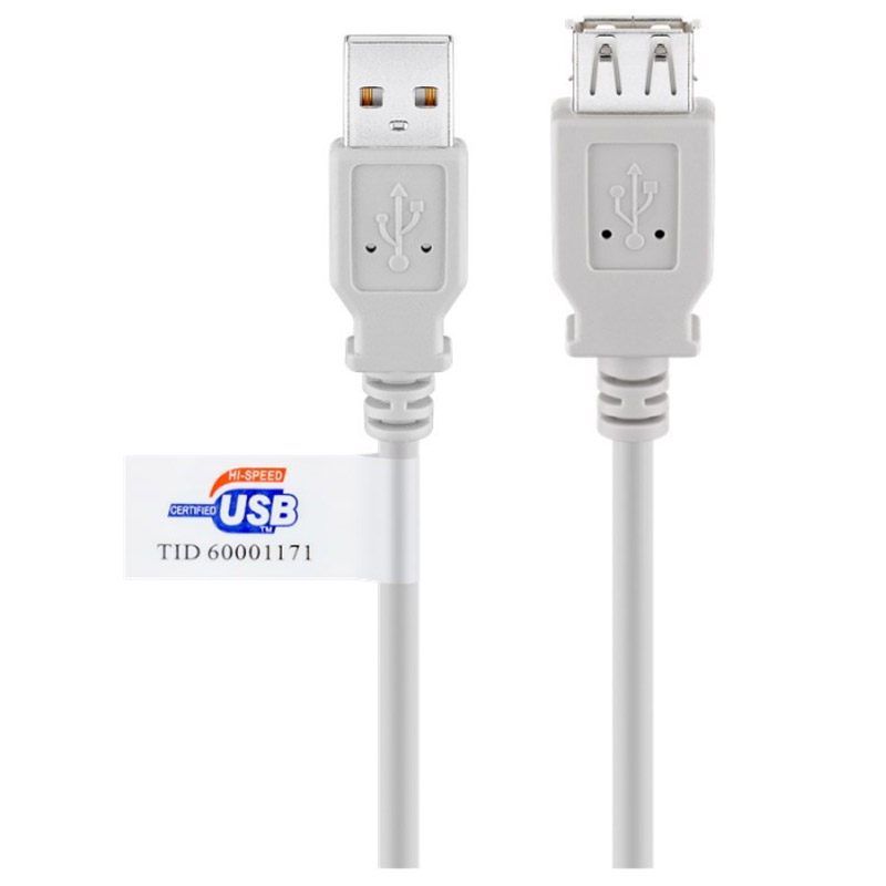 GOOBAY USB 2.0 (M) / USB 2.0 (Ž) Hi-Speed 5m beli podajševalni kabel