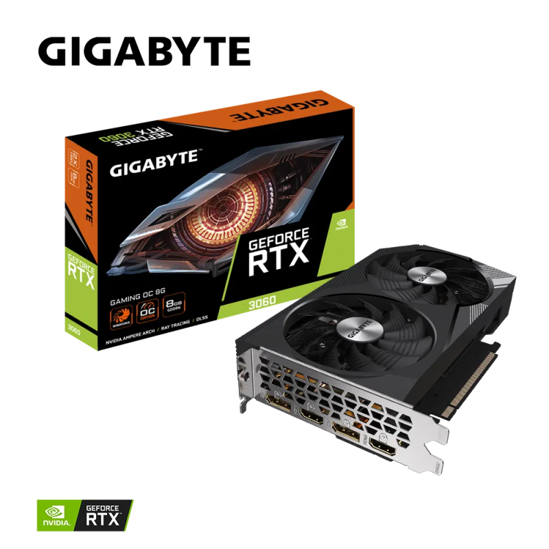 Grafična kartica nVidia RTX3060 GigaByte Gaming OC - 8GB GDDR6 | 2xDisplayport 1.4a 2xHDMI 2.1a (GV-N3060GAMING OC-8GD 2.0)