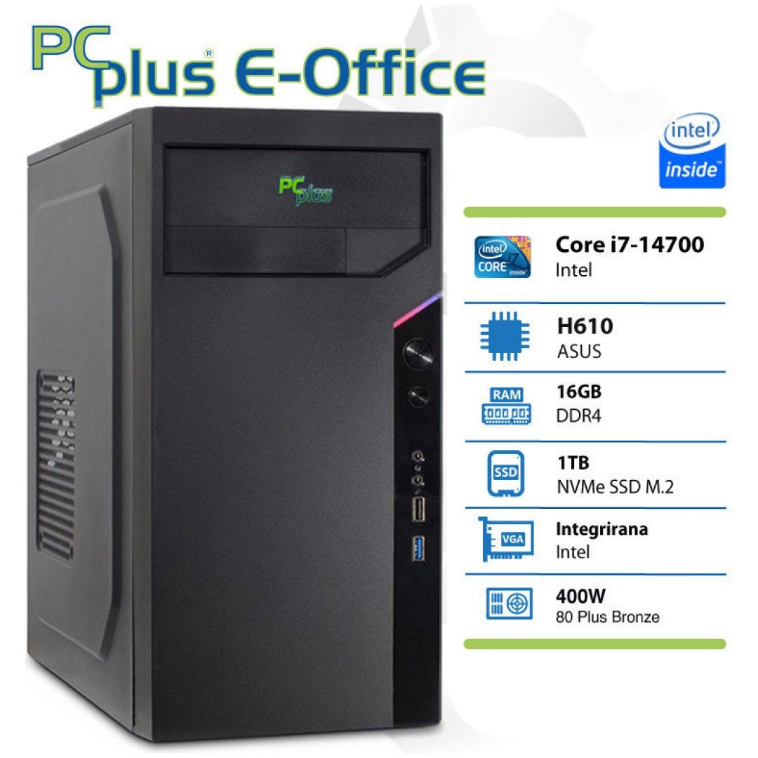 PCPLUS e-Office i7-14700 16GB 1TB NVMe SSD namizni računalnik