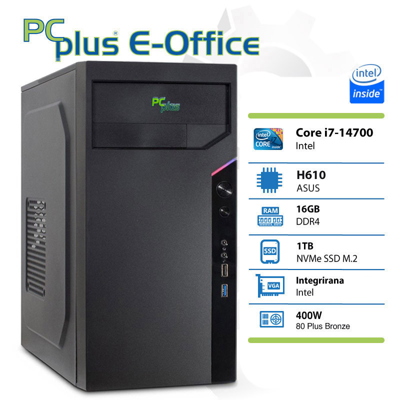 PCPLUS e-Office i7-14700 16GB 1TB NVMe SSD namizni računalnik
