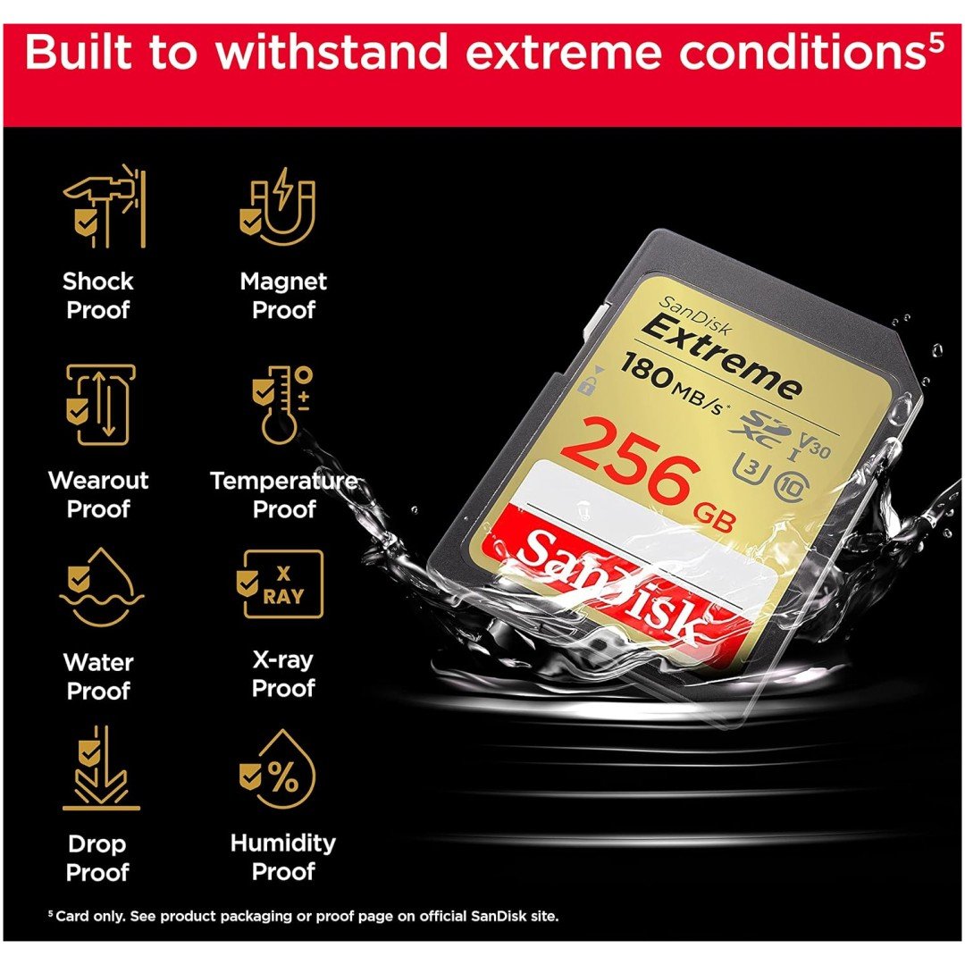 SanDisk Extreme PLUS 256GB SDHC Mspominska kartica 180MB/s in 130MB/s branje/pisanje