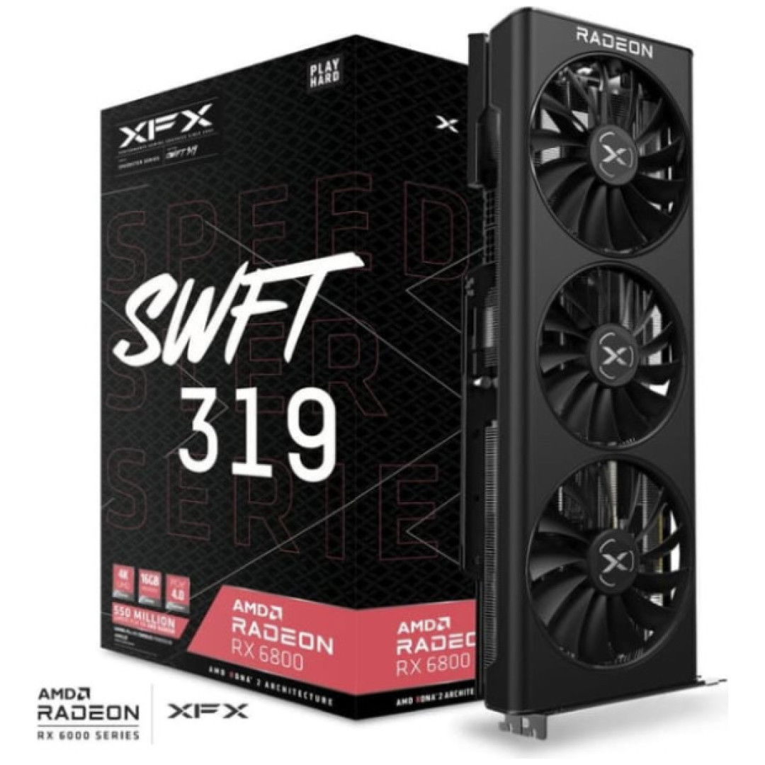 Grafična kartica AMD RX 6800 XFX Speedster SWFT 319 - 16GB GDDR6 | 3xDisplayport 1.4 1xHDMI 2.1 (RX-68XLAQFD9)