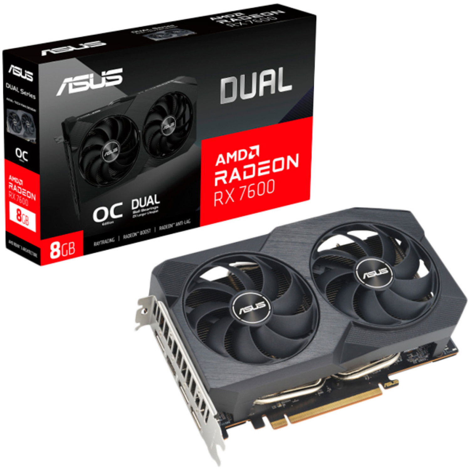 Grafična kartica AMD RX 7600 Asus DUAL V2 OC - 8GB GDDR6 | 3xDisplayport 1.4a 1xHDMI 2.1 (90YV0IH2-M0NA00)