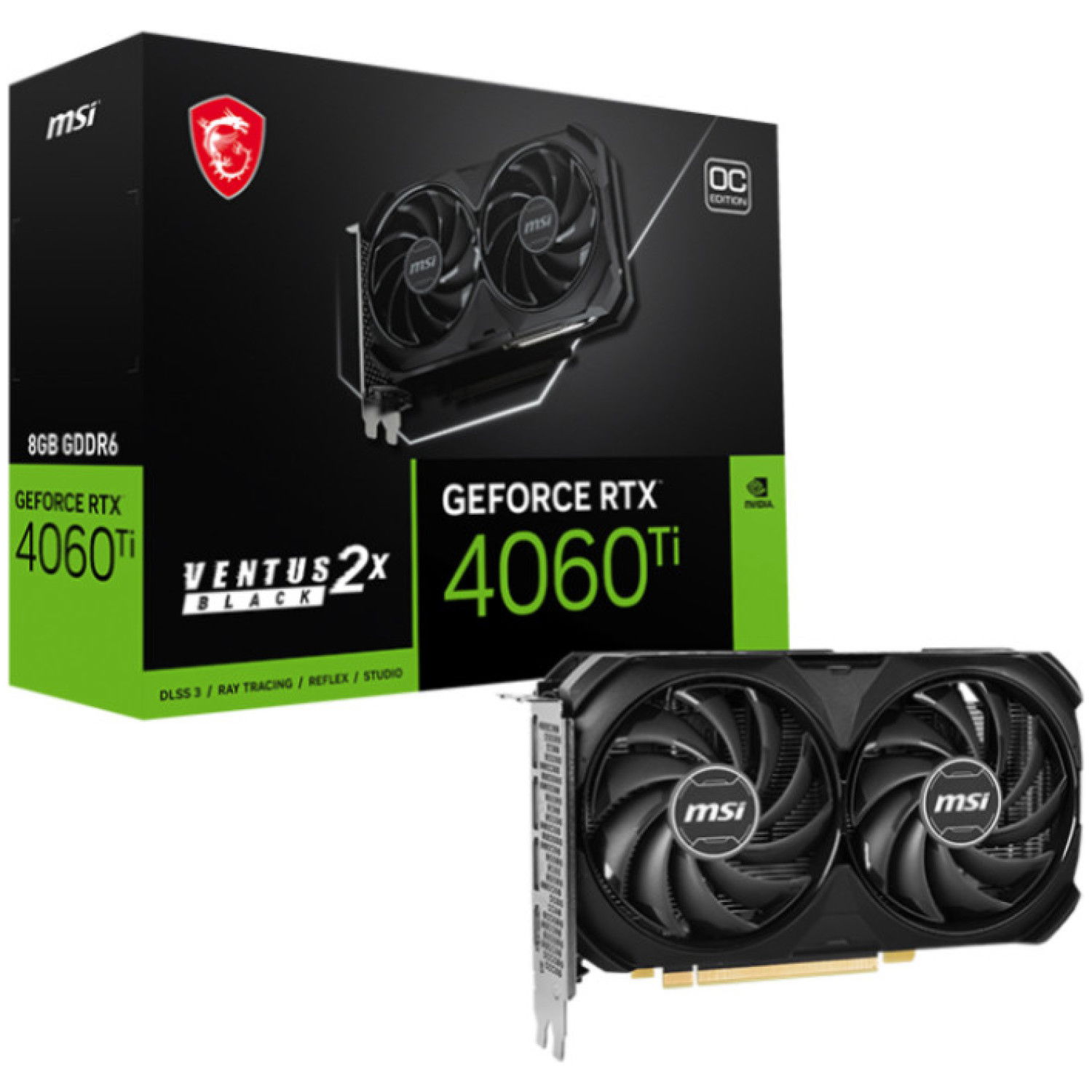 Grafična kartica nVidia RTX4060Ti MSI Ventus 2X Črna - 8GB GDDR6 (V515-017R)